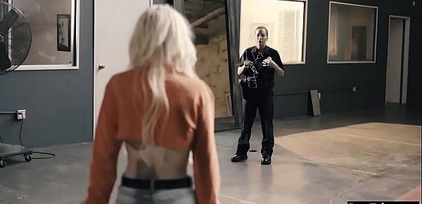  Nasty blonde got caught by a bad busty lesbian cop